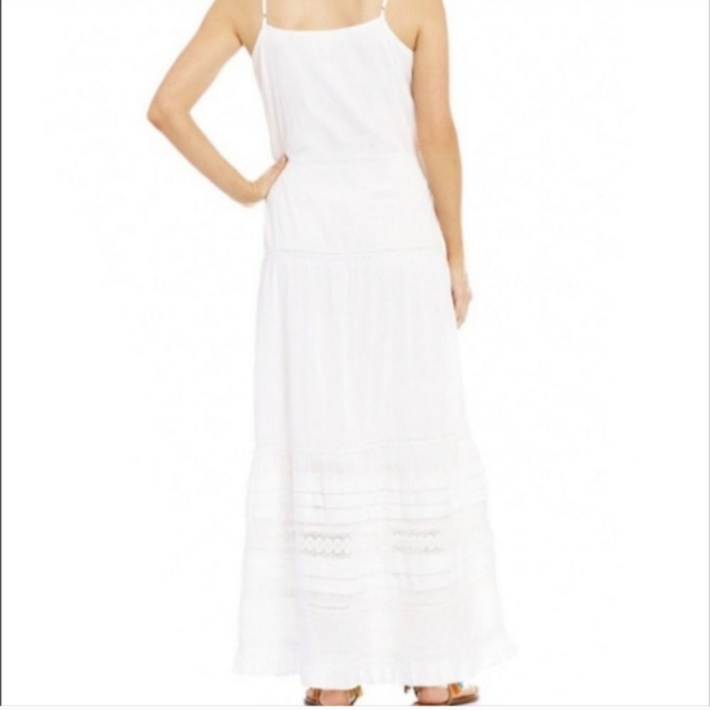 Chelsea & Violet Embroidered white cotton and lace sleeveless tiered maxi dress - Picture 10 of 16